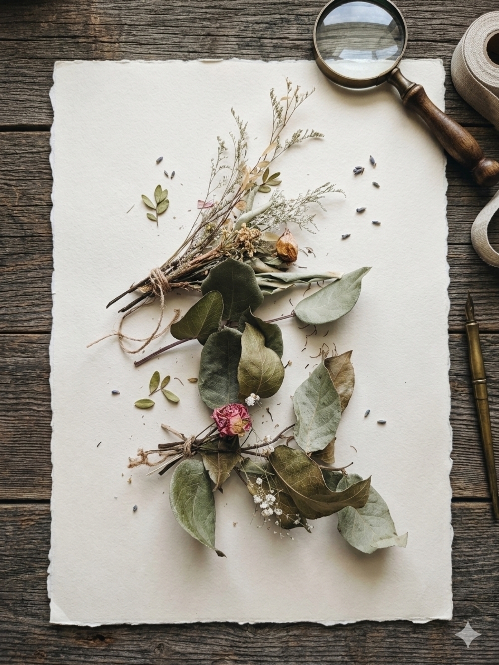 Rustic Pink and Green Faux Dried Bouquet by